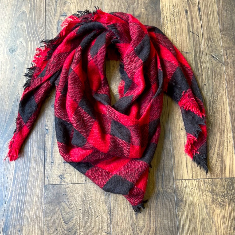 Buffalo plaid blanket scarf